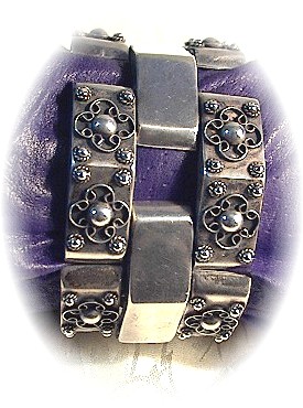 1940s  Wide Mexican Silver Bracelet