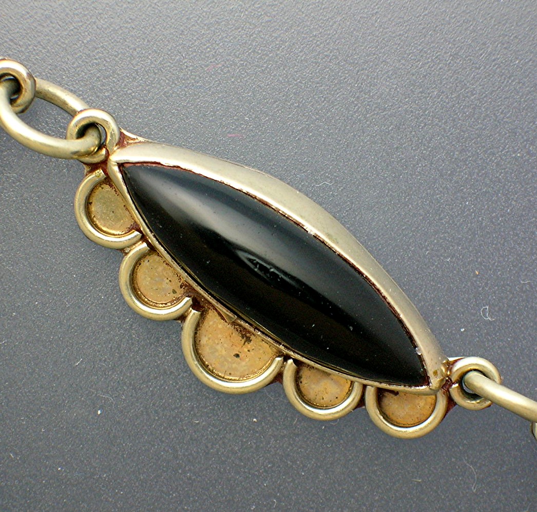 Mexico Vintage Sterling Silver & Onyx Face Necklace