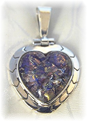Sterling Silver Mexican Opal Heart Pendant