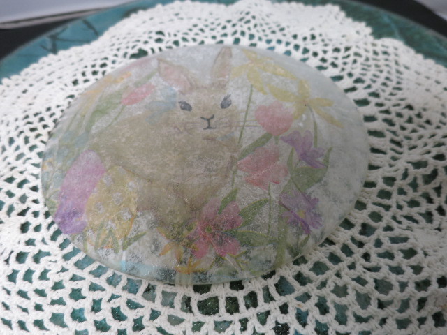 Easter Bunny Rabbit Floral Egg Modge Podge Spring Decorated Plate