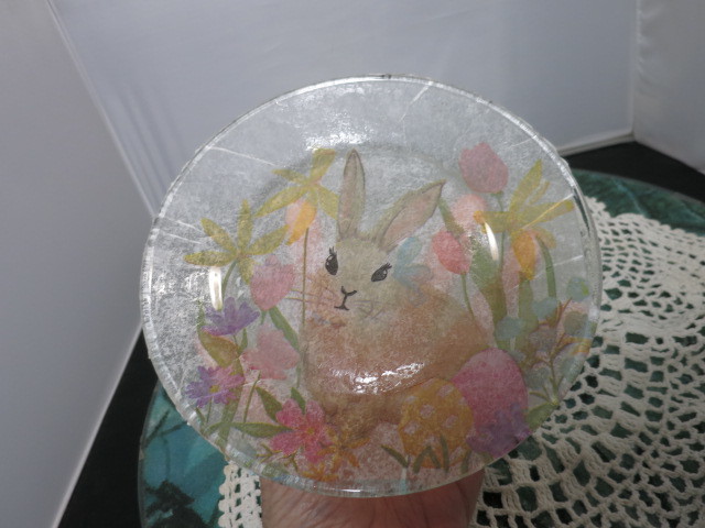 Easter Bunny Rabbit Floral Egg Modge Podge Spring Decorated Plate