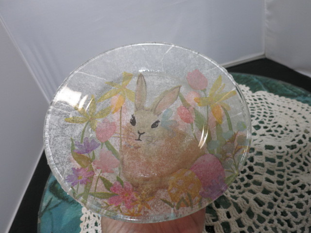 Easter Bunny Rabbit Floral Egg Modge Podge Spring Decorated Plate