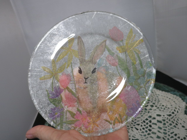 Easter Bunny Rabbit Floral Egg Modge Podge Spring Decorated Plate