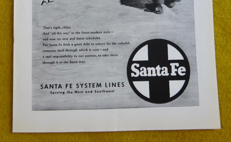 1946 Santa Fe System Lines With Indian Boy Writing On The Ground