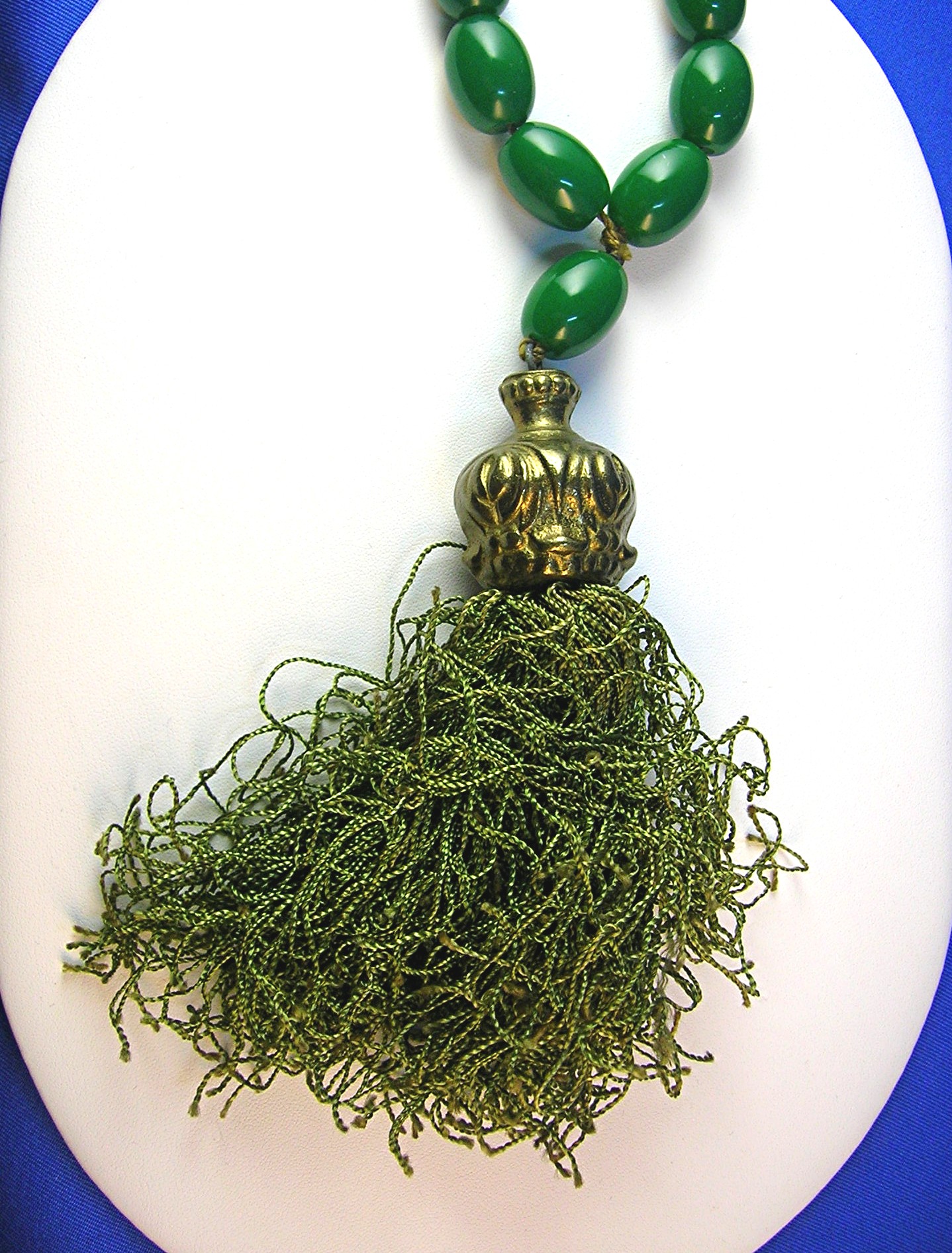 Amber Green Prayer Beads Silk Tassel