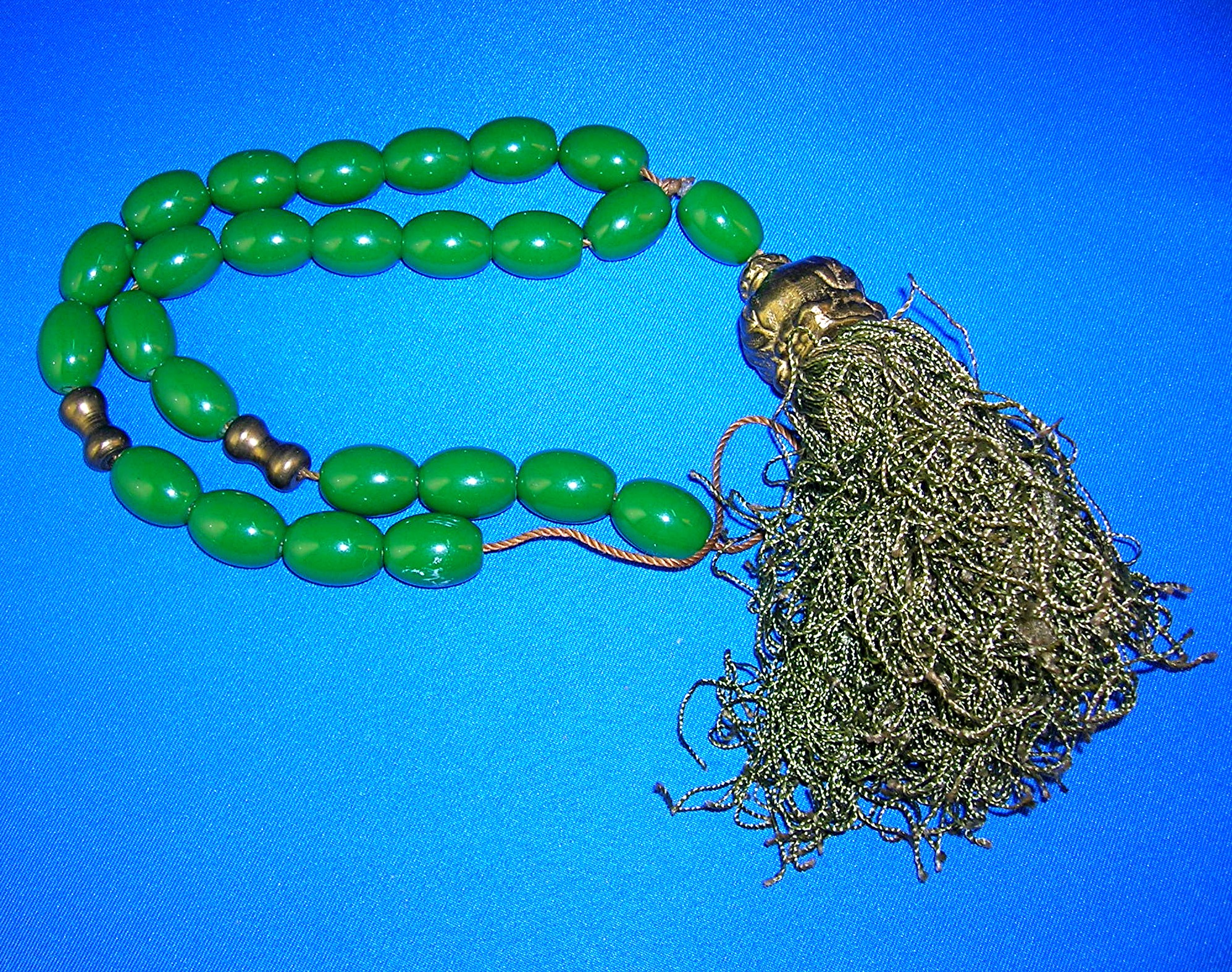 Amber Green Prayer Beads Silk Tassel