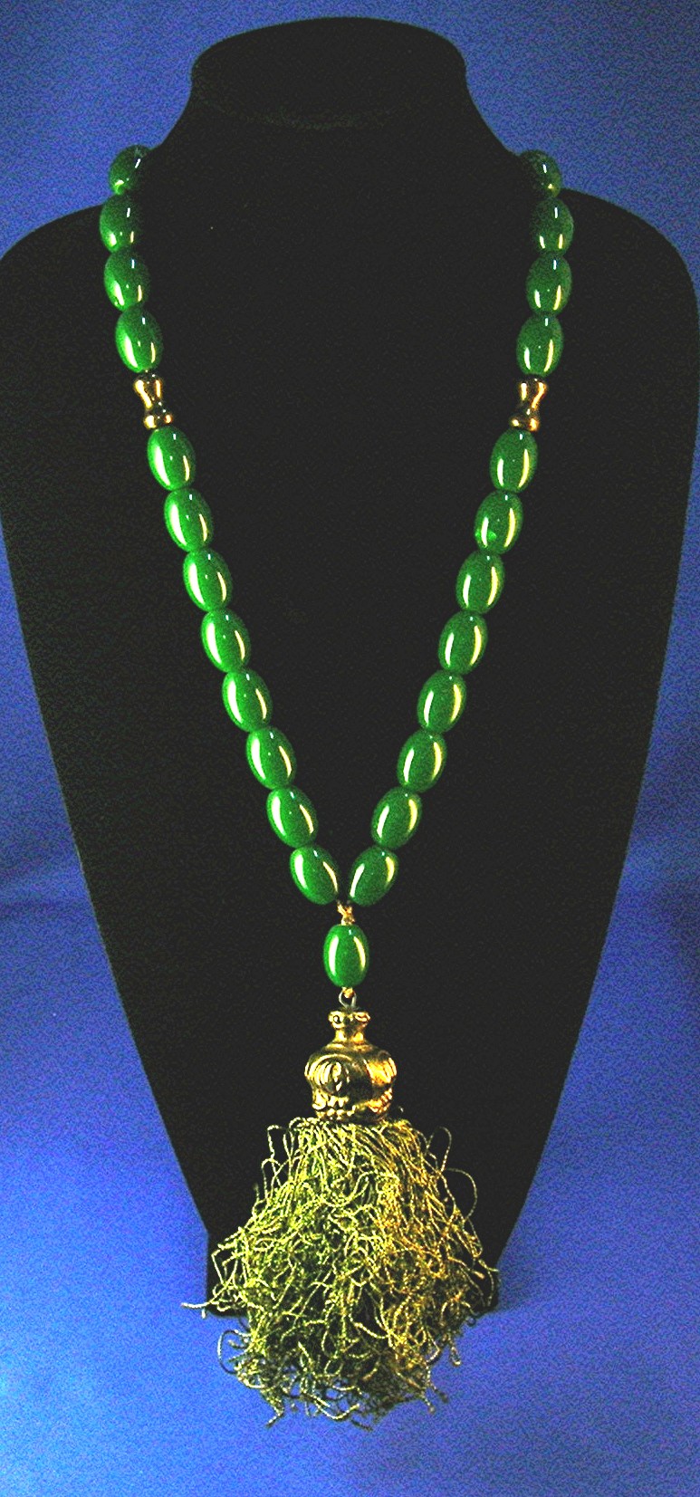 Amber Green Prayer Beads Silk Tassel