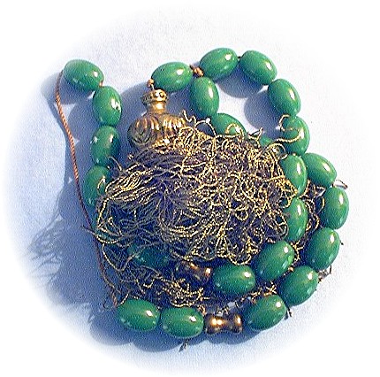 Amber Green Prayer Beads Silk Tassel
