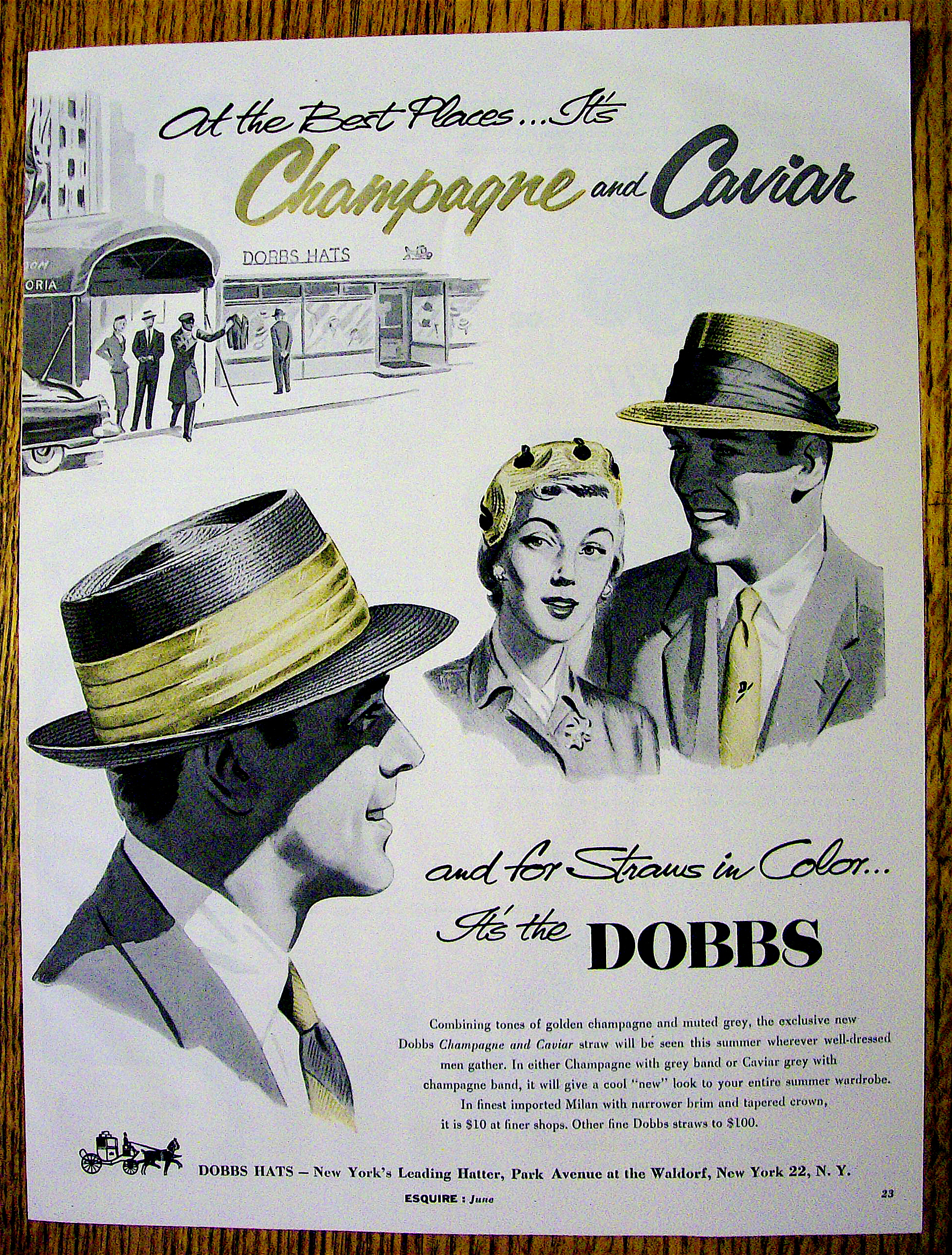 1954 Dobbs Hats with Champagne & Caviar
