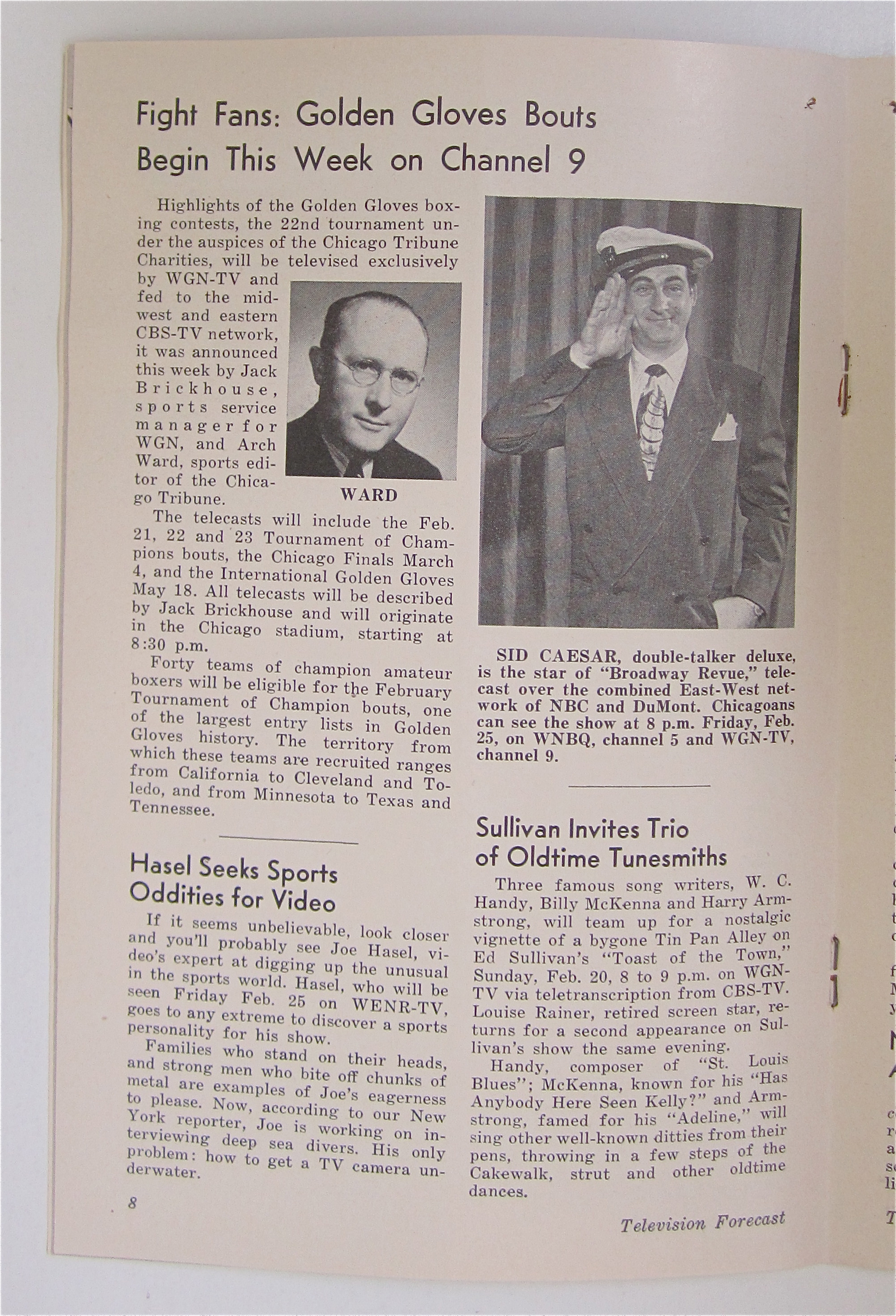 Television Forecast February 19, 1949 Rush Hughes