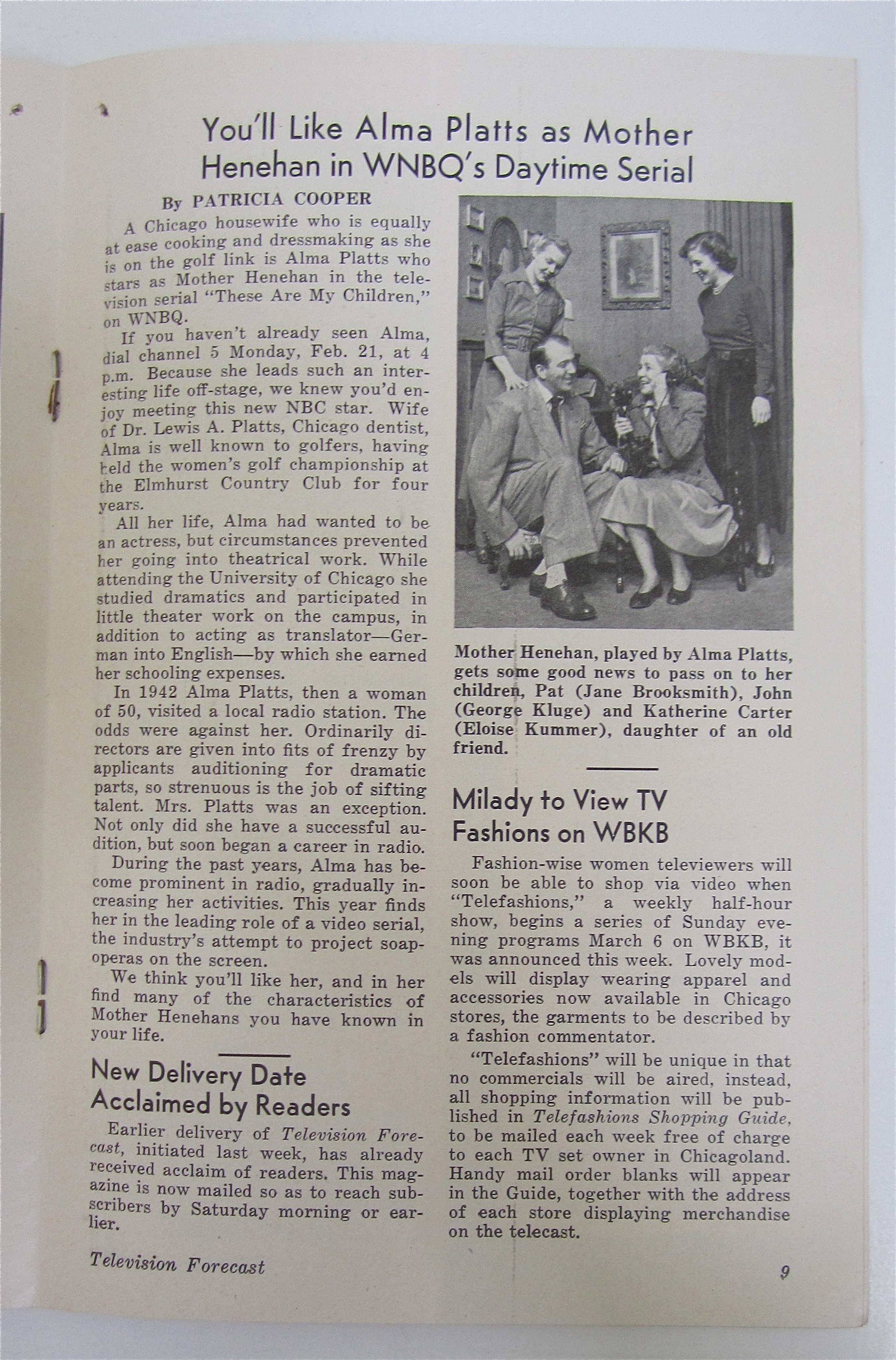 Television Forecast February 19, 1949 Rush Hughes