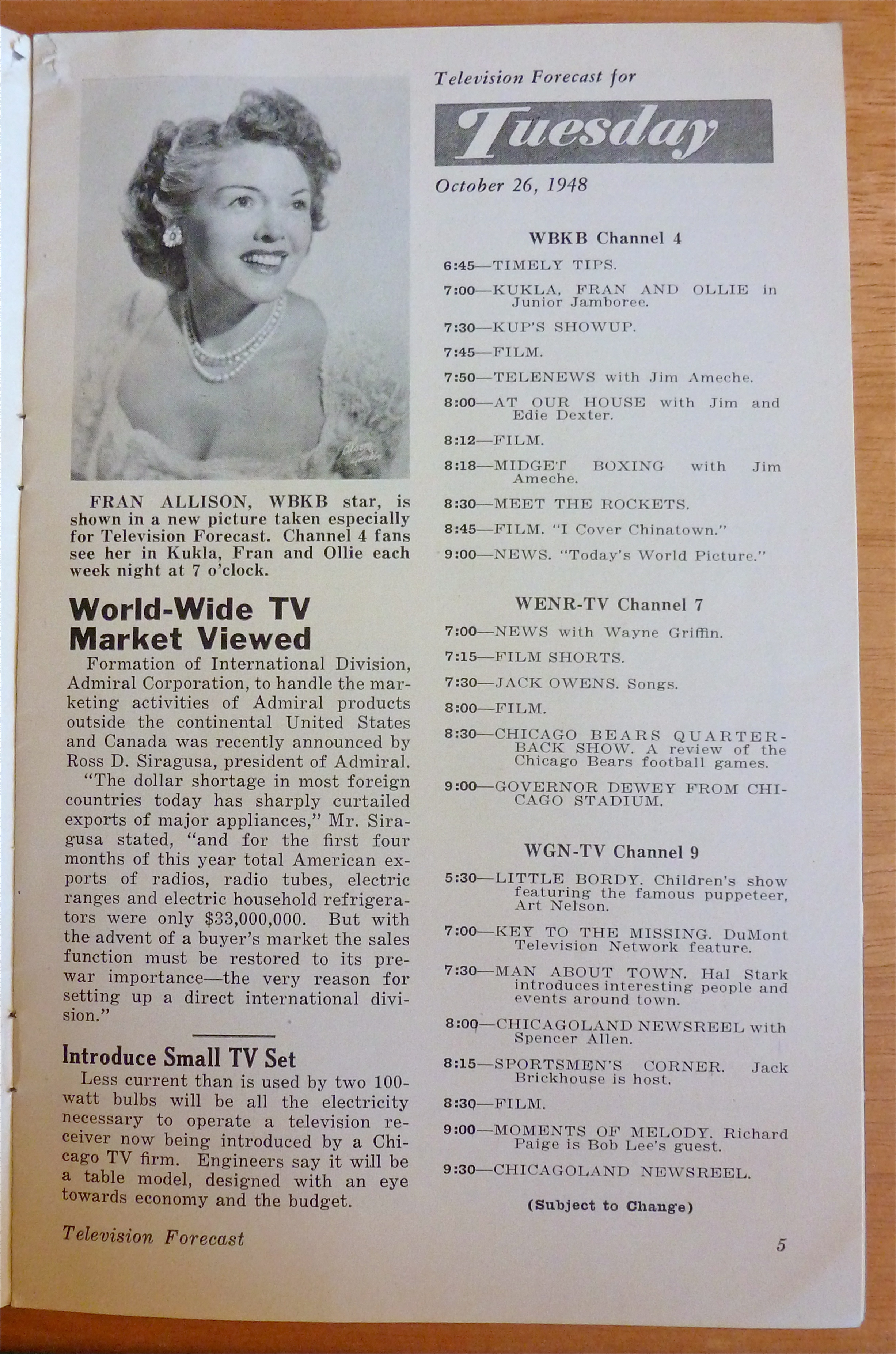 1948 Chicago Television Forecast Vol.1-#25 Alan Dale