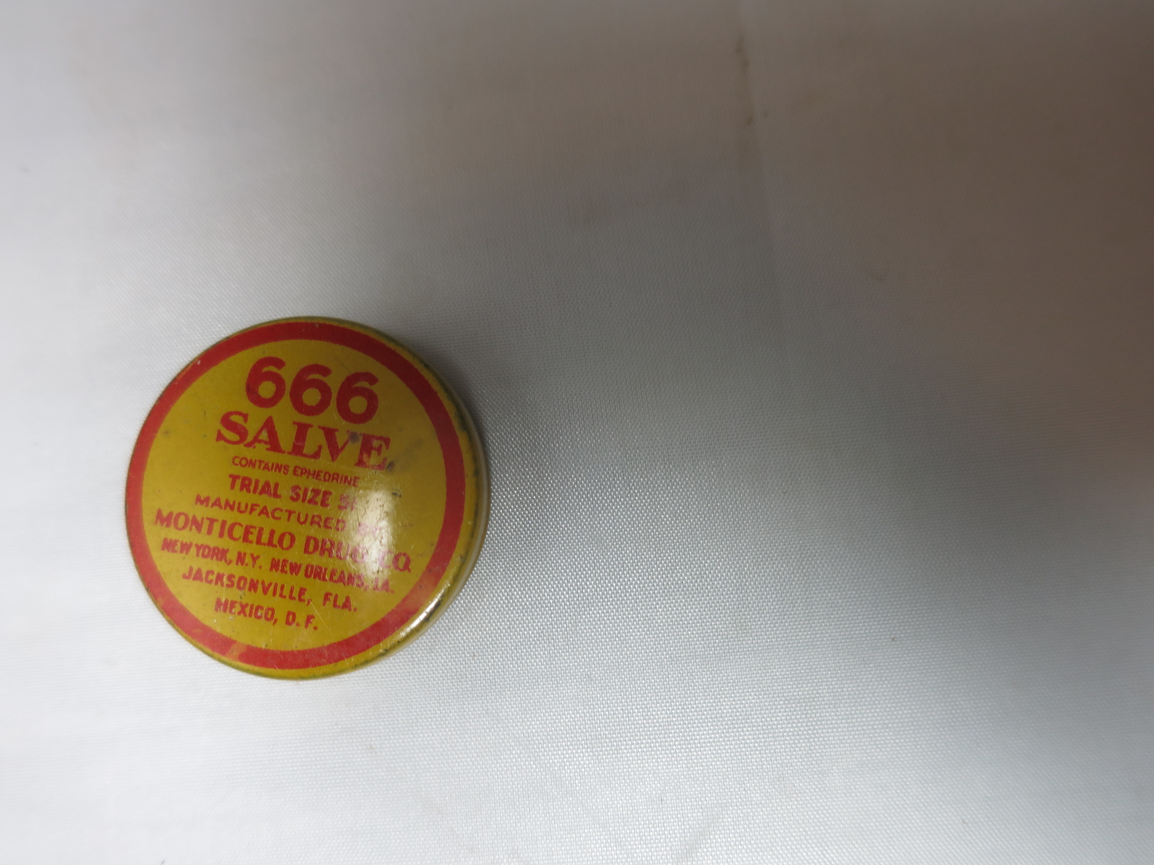 666 Salve Tin Moticello Drug Co. Trial size