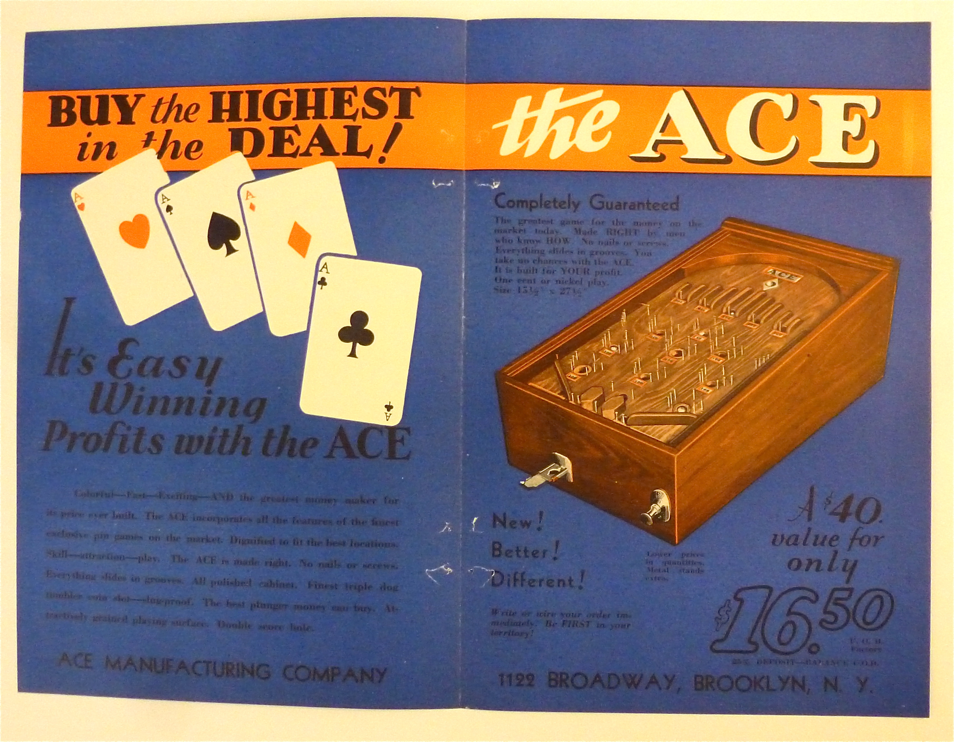 1932 Ace Manufacturing with The Ace Game