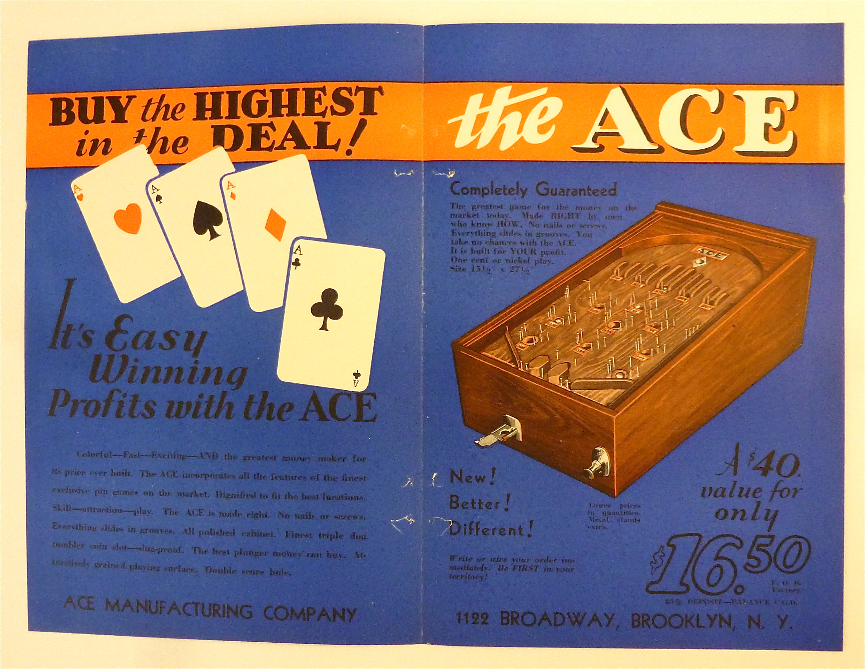 1932 Ace Manufacturing with The Ace Game