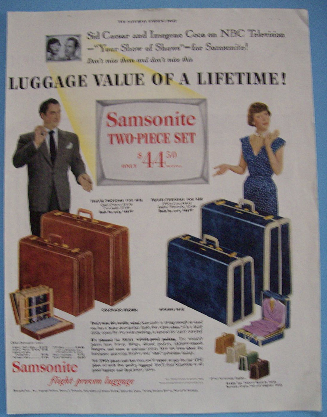 Vintage Ad: 1953 Samsonite Luggage w/ Caesar & Coca