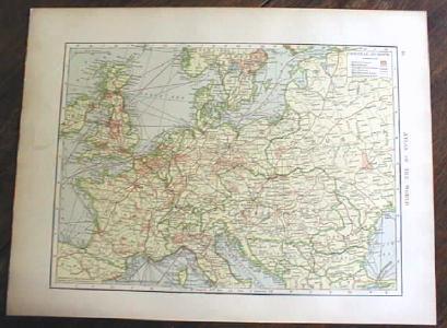 1904 Map Europe And Central Europe Antique