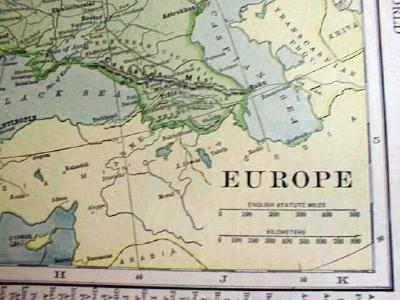 1904 Map Europe And Central Europe Antique