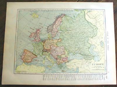 1904 Map Europe And Central Europe Antique