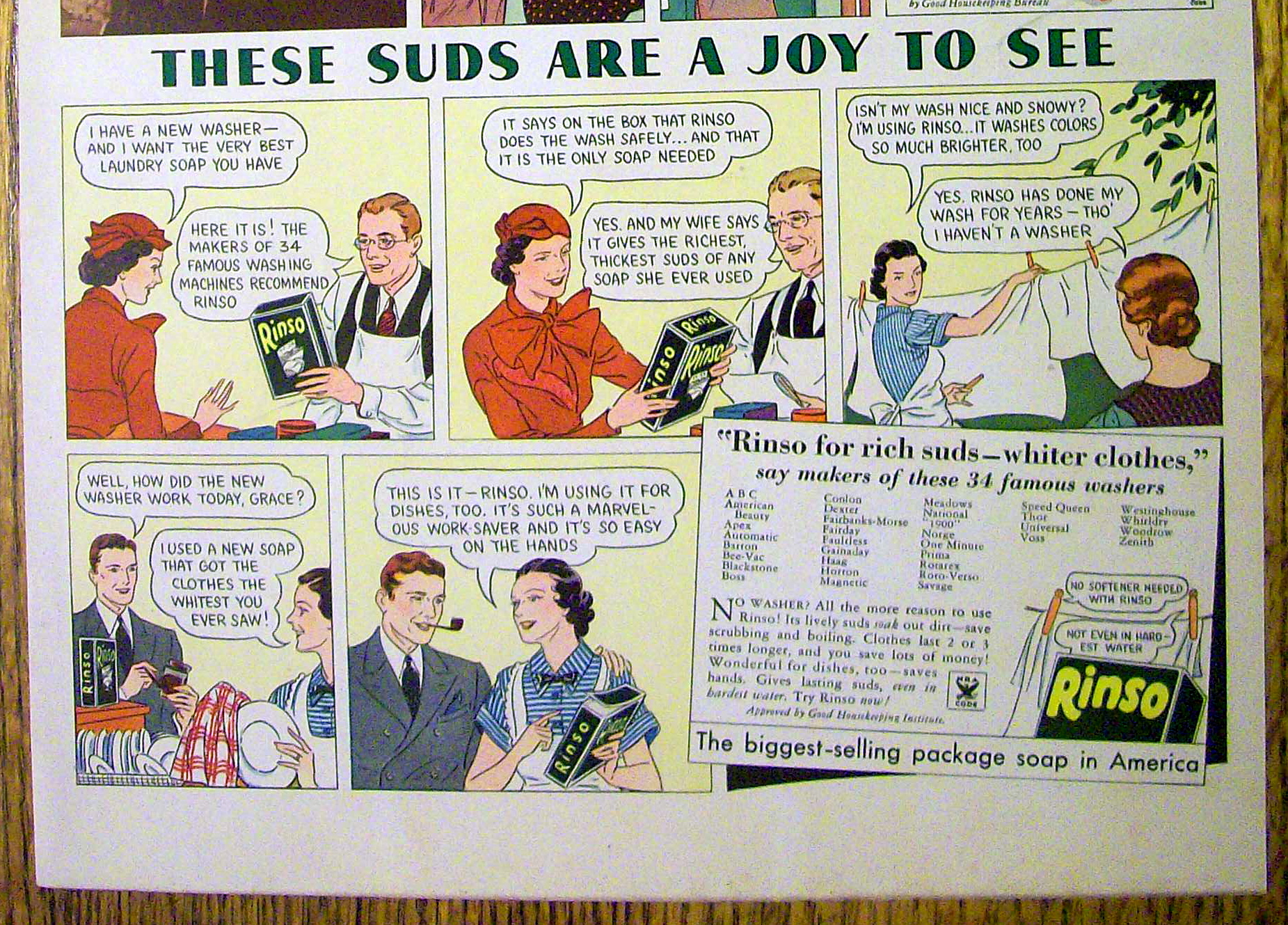 1935 Lifebuoy & Rinso Soap with Suds Are A Joy