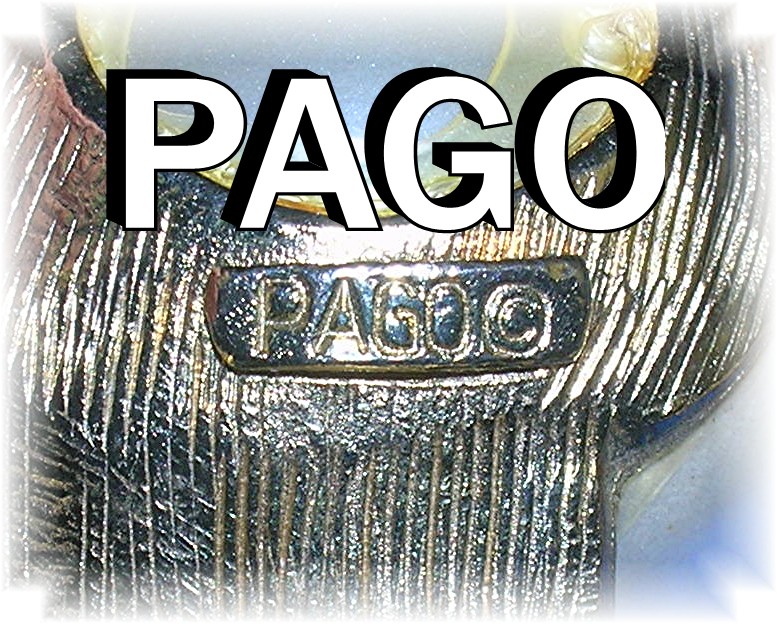 Signed PAGO Gold and Leafy Brooch With Pearl