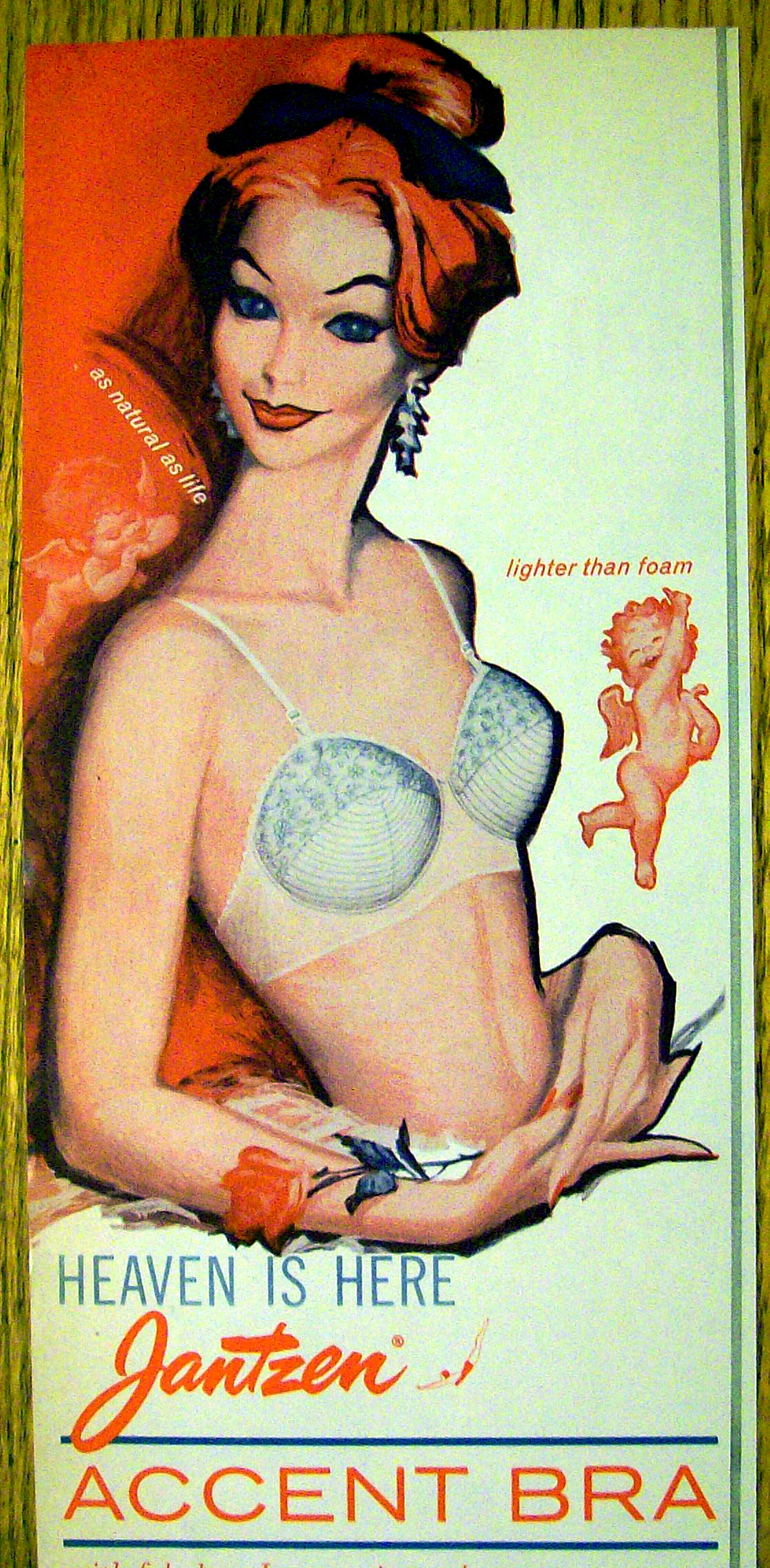 1960 Jantzen Accent Bra with Woman Smiling In Bra