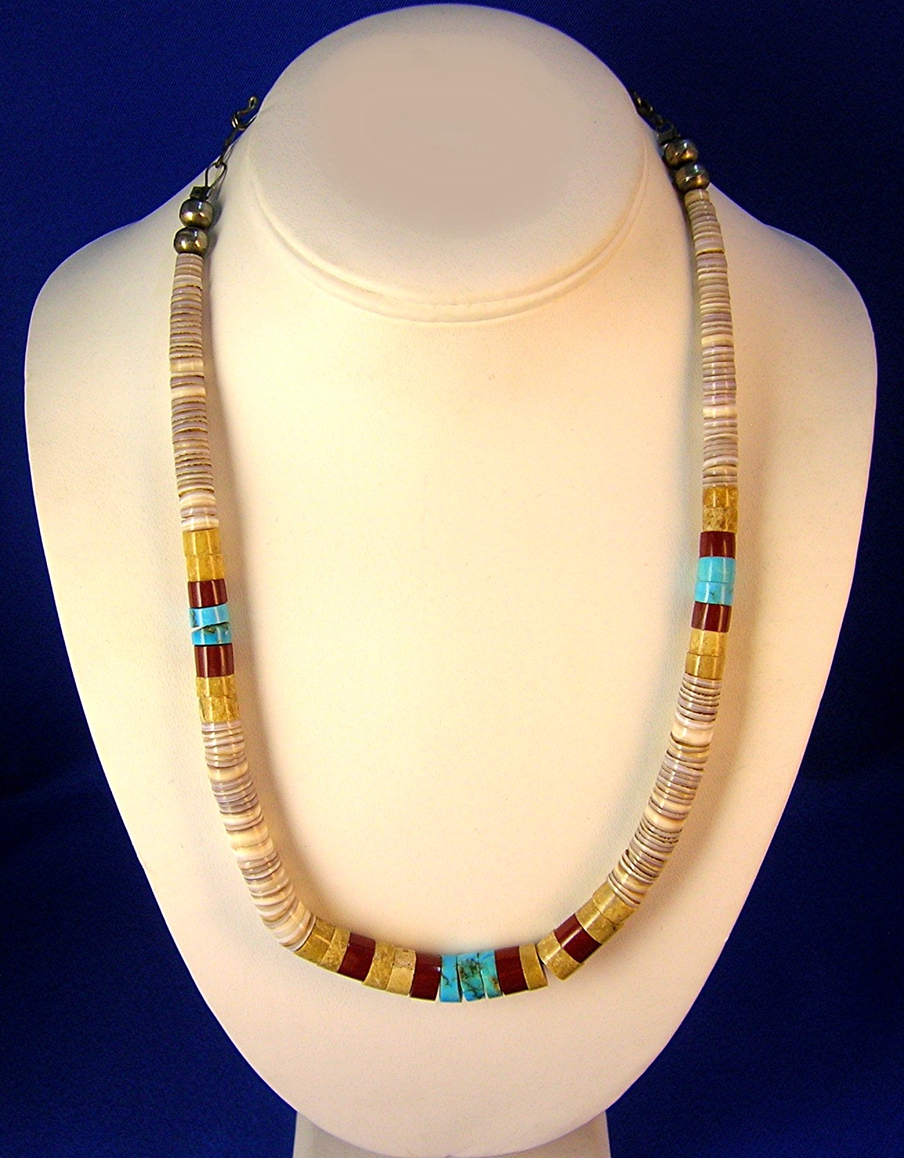 Native American Turquoise Melon Shell Necklace