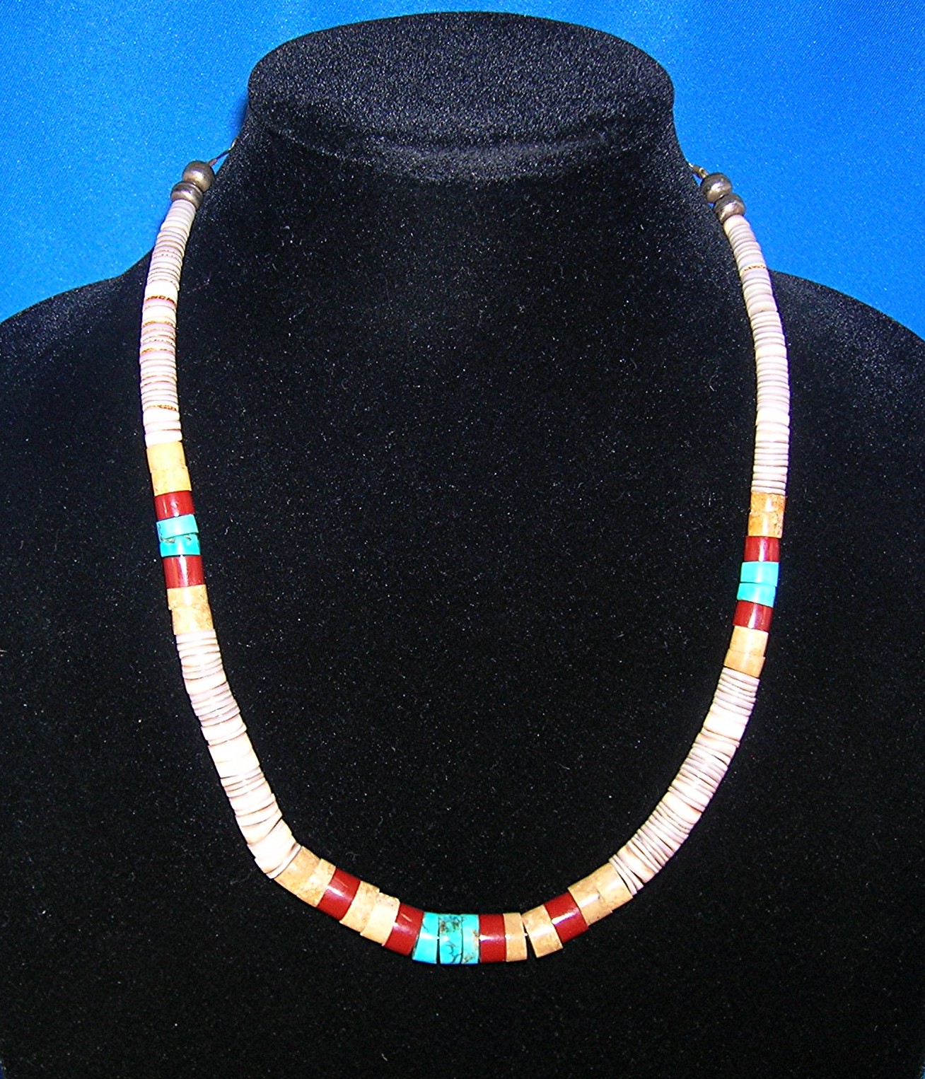 Native American Turquoise Melon Shell Necklace