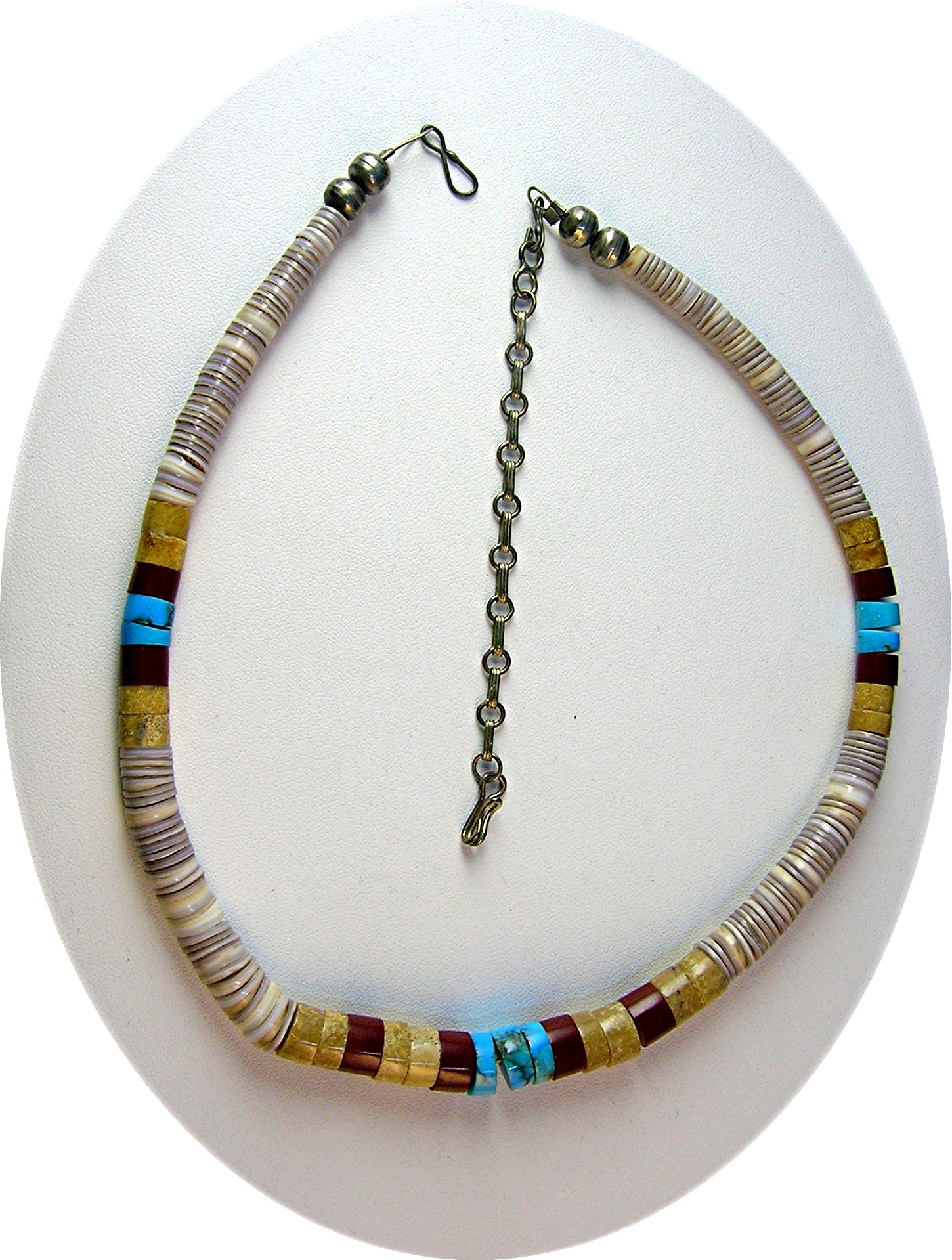 Native American Turquoise Melon Shell Necklace