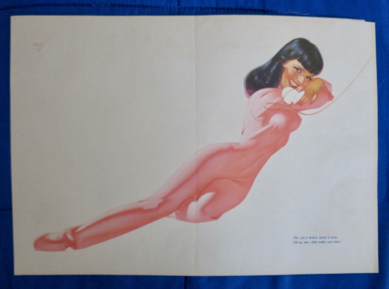 Original 1947 Sexy Pin Up Girl Woman Wearing Pink One Piece Pajamas While Talking On The Telephone By George Petty
