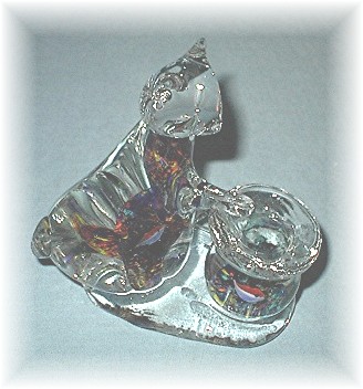 Glass Kitty With a Gold  Fish In A Bowl