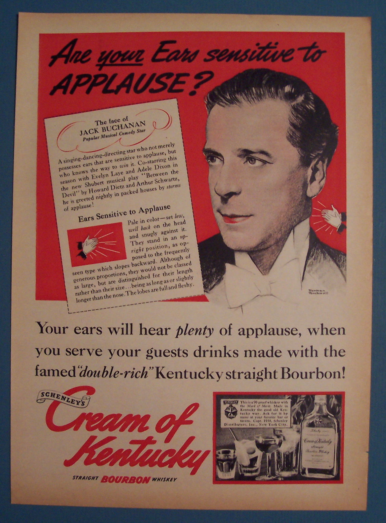 1938 Schenley Whiskey w Jack Buchanan/Norman Rockwell