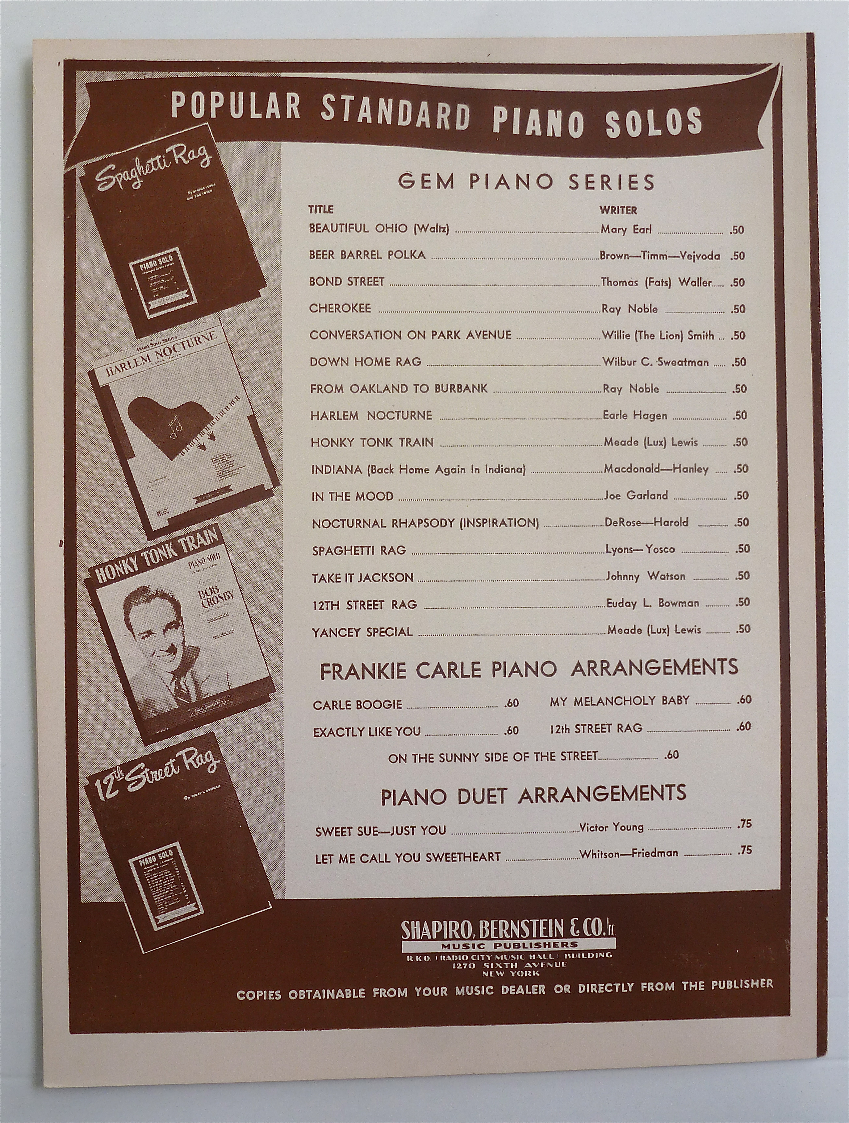 Sheet Music For 1942 12th Street Rag