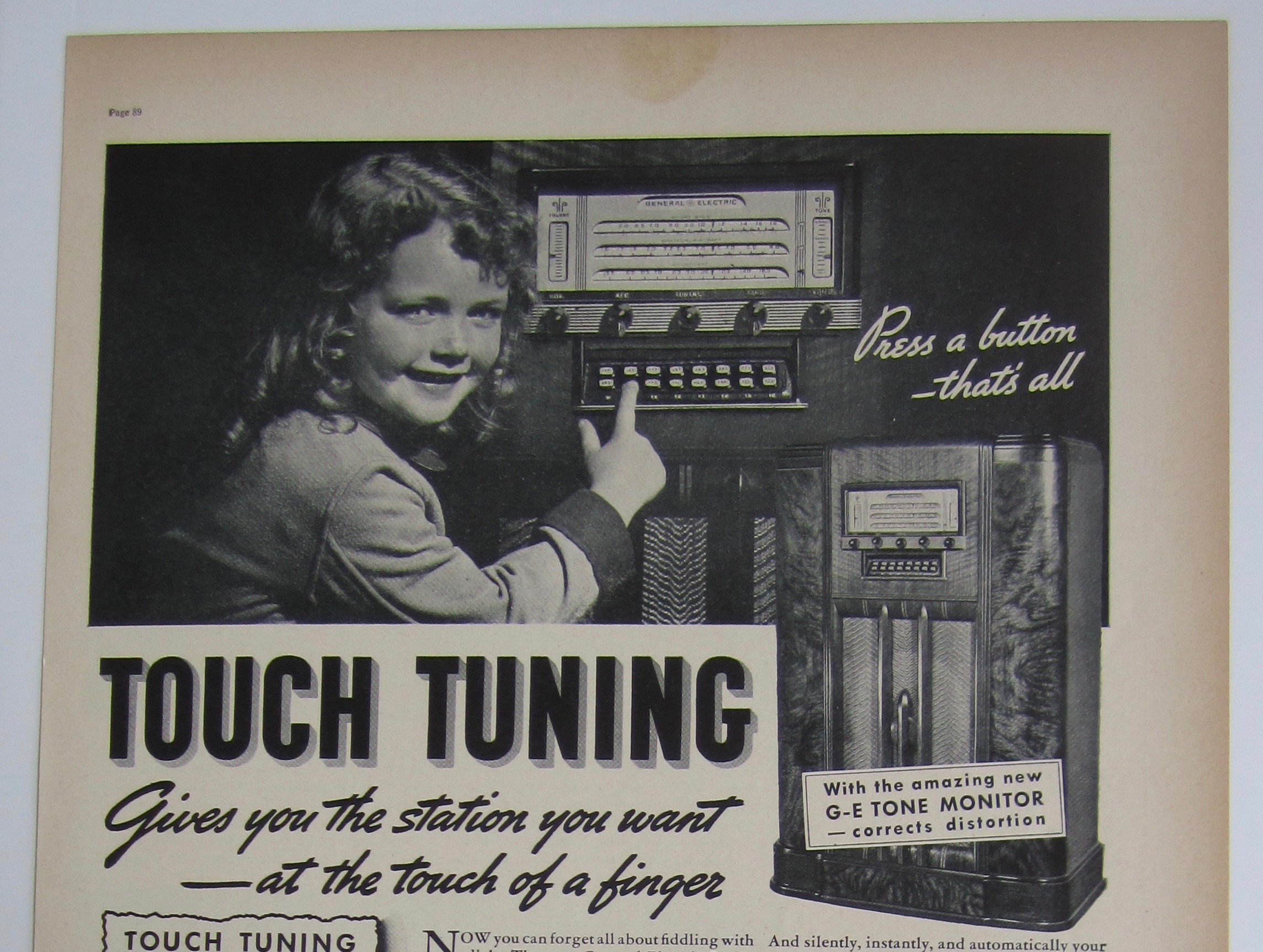 1937 General Electric Radio with Little Girl & Radio