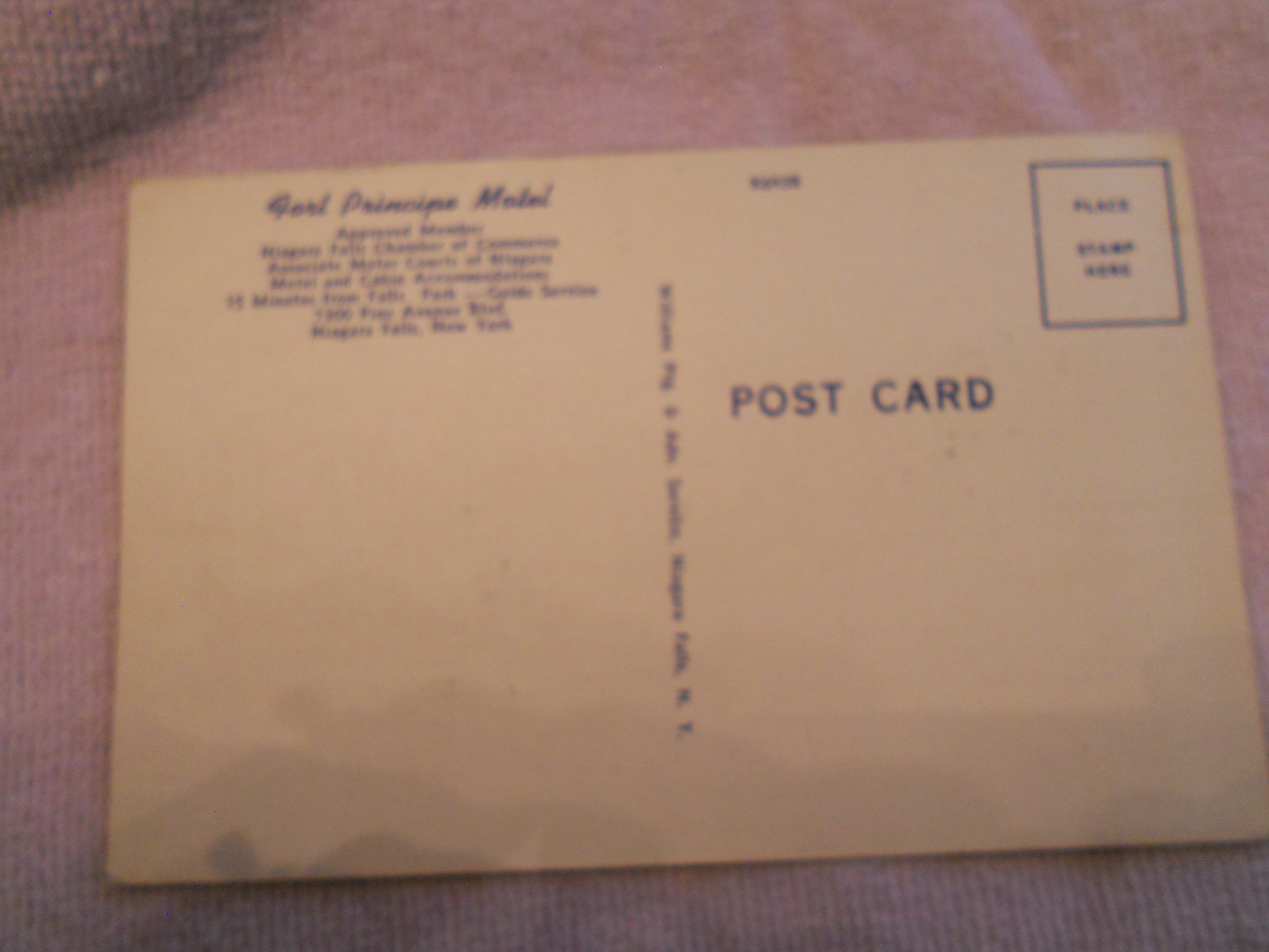 Fort Principe Motel Postcard, Niagara Falls