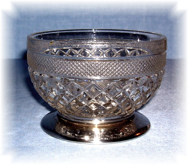 Pressed Glass Bowl With Silver Plate Base