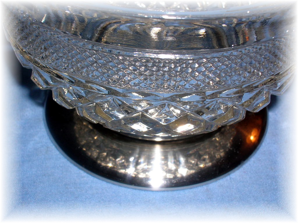 Pressed Glass Bowl With Silver Plate Base