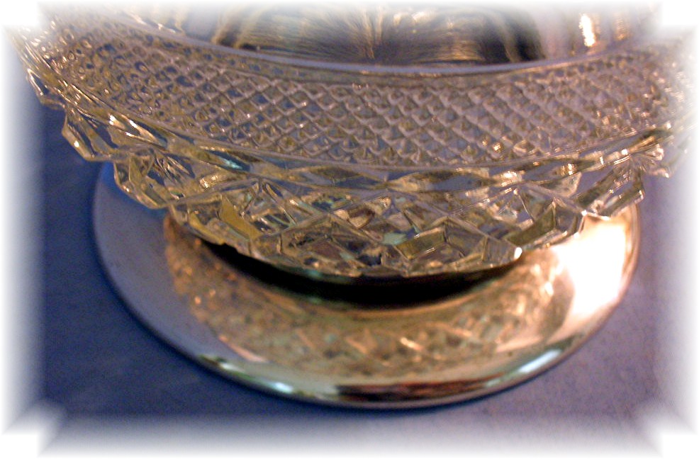 Pressed Glass Bowl With Silver Plate Base