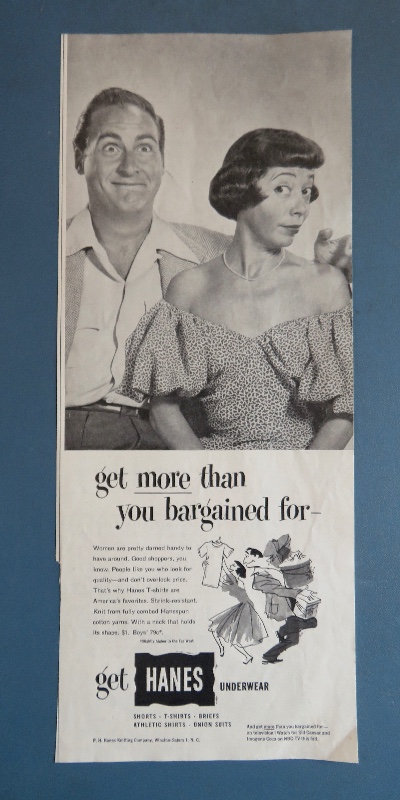 1952 Hanes Underwear with Television's Sid Caesar & Imogene Coca