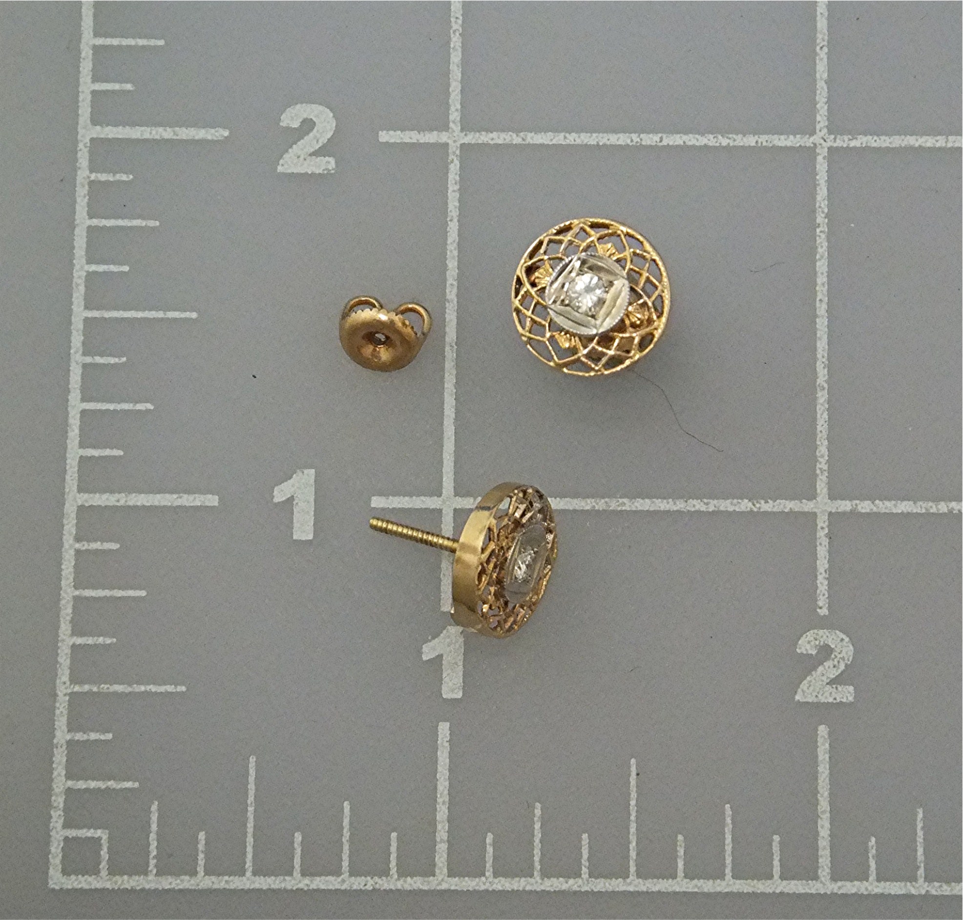 Earrings 14K Gold and Diamond Pierced USA