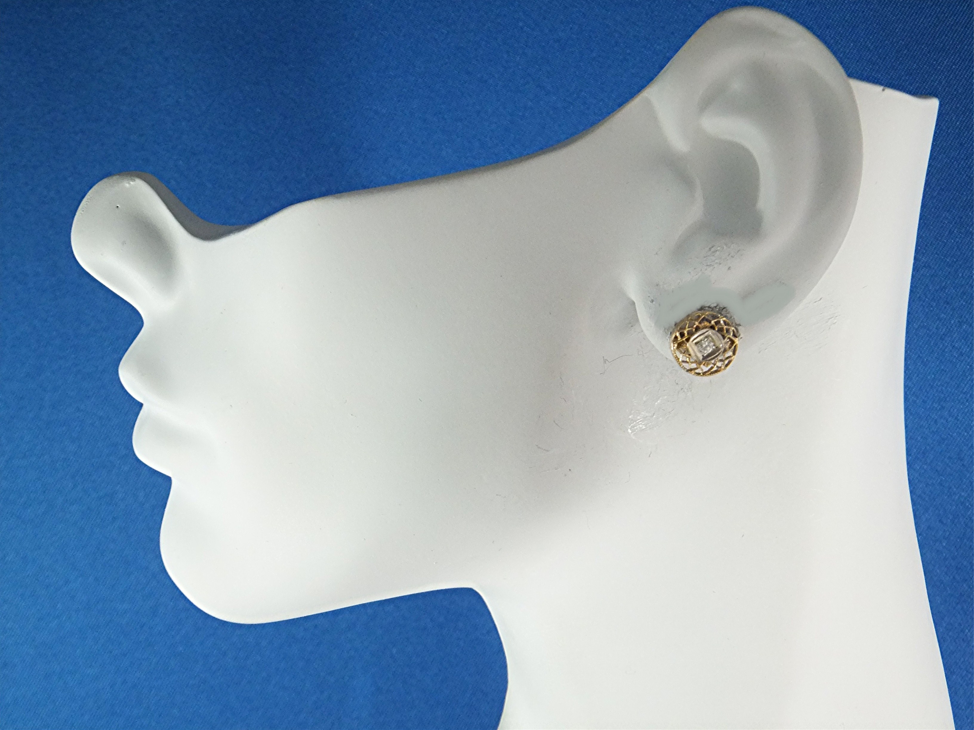 Earrings 14K Gold and Diamond Pierced USA