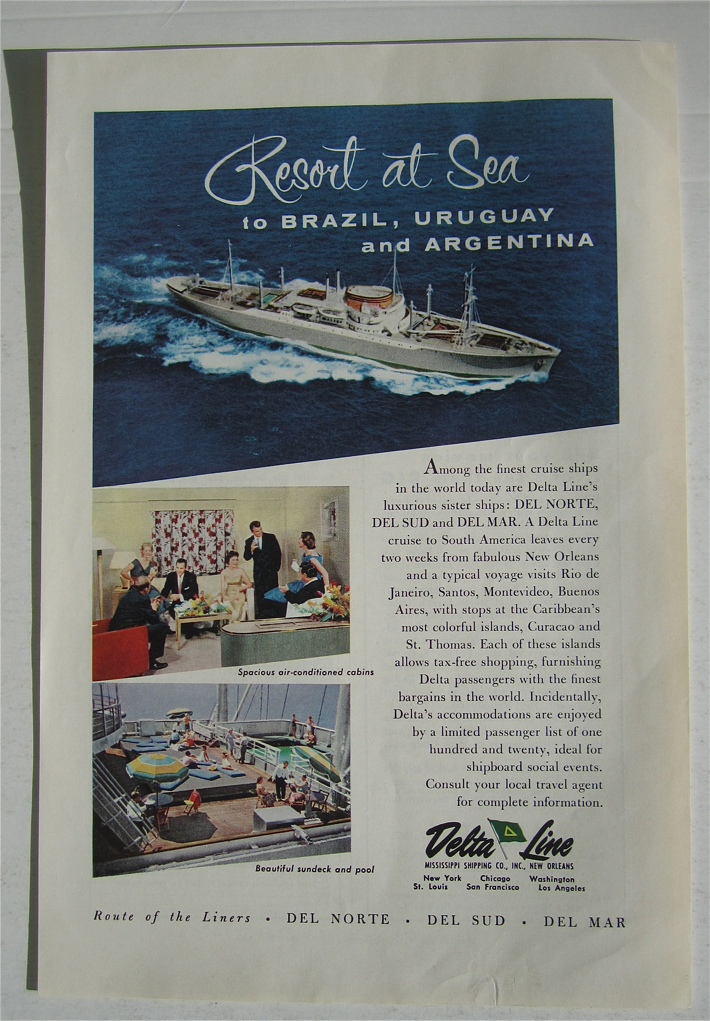 1957 Delta Line with Resort At Sea