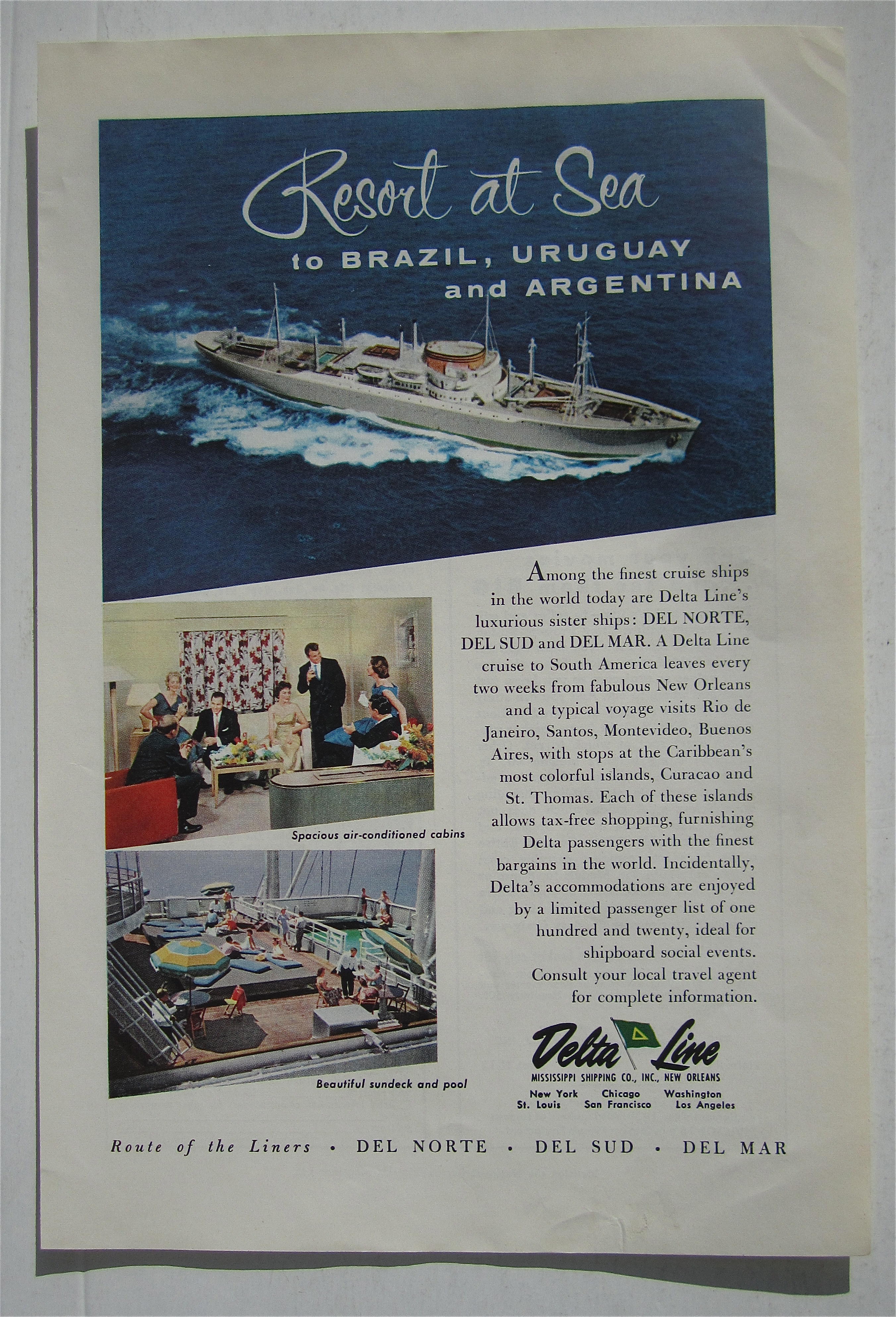 1957 Delta Line with Resort At Sea