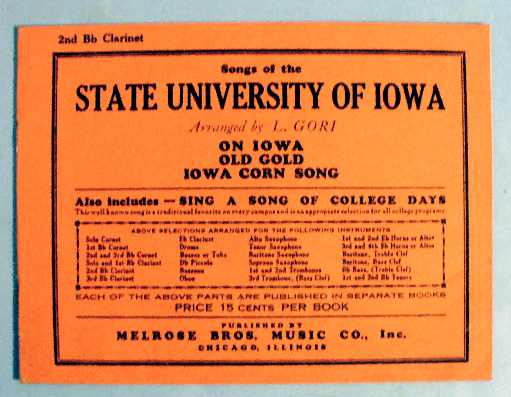 1930 Songs of the State University of Iowa by L. Gori