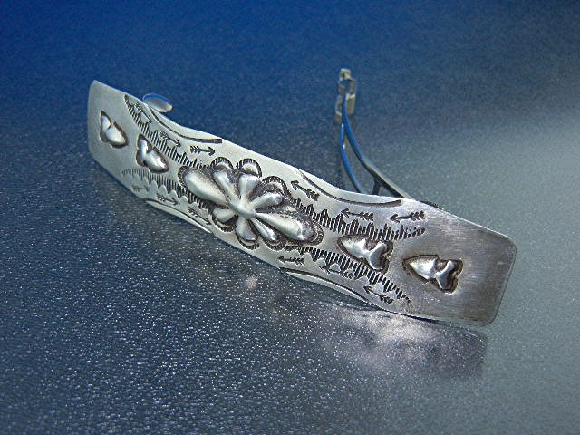 Navajo Hair Barette Sterling Silver Signed J