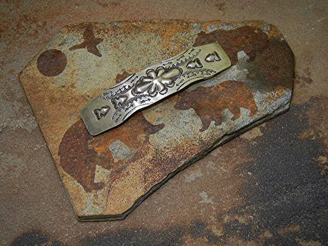 Navajo Hair Barette Sterling Silver Signed J