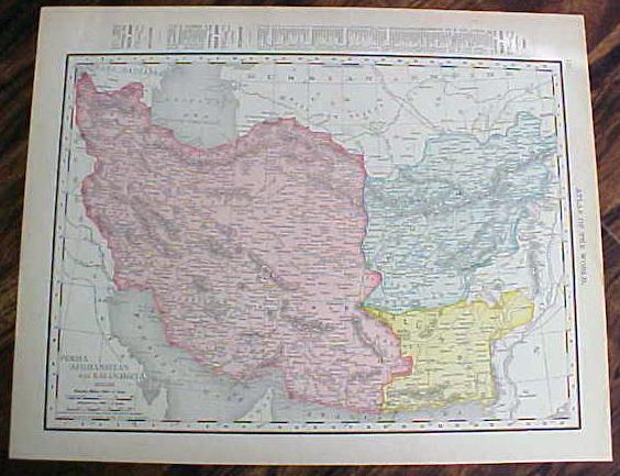 Antique Map Japan Persia Afghanistan 1912