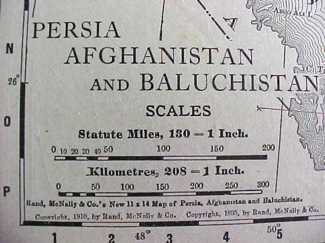 Antique Map Japan Persia Afghanistan 1912