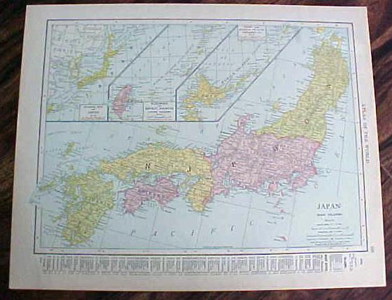 Antique Map Japan Persia Afghanistan 1912