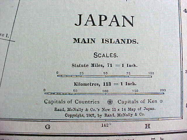 Antique Map Japan Persia Afghanistan 1912